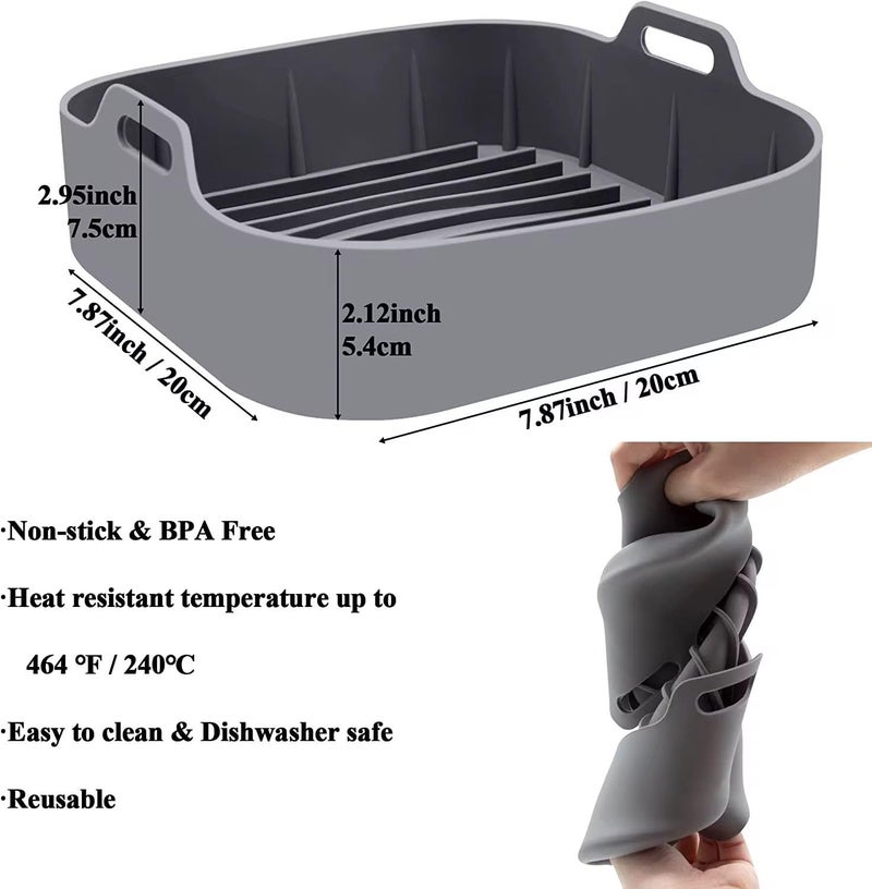 Silicone Air Fryer Basket 20cm – Non-Stick, Heat-Resistant, Reusable Liner for Oil-Free Cooking, Dishwasher Safe - Image 2