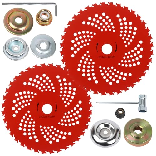 NWUCZW 2-Pack 9" x 36 Teeth Carbide Tipped Blade Compatible with Husqvarna, Stihl, Ego, and More with Universal Adapter Kit, for Brush Cutter, Trimmer Weed Eater - Image 1
