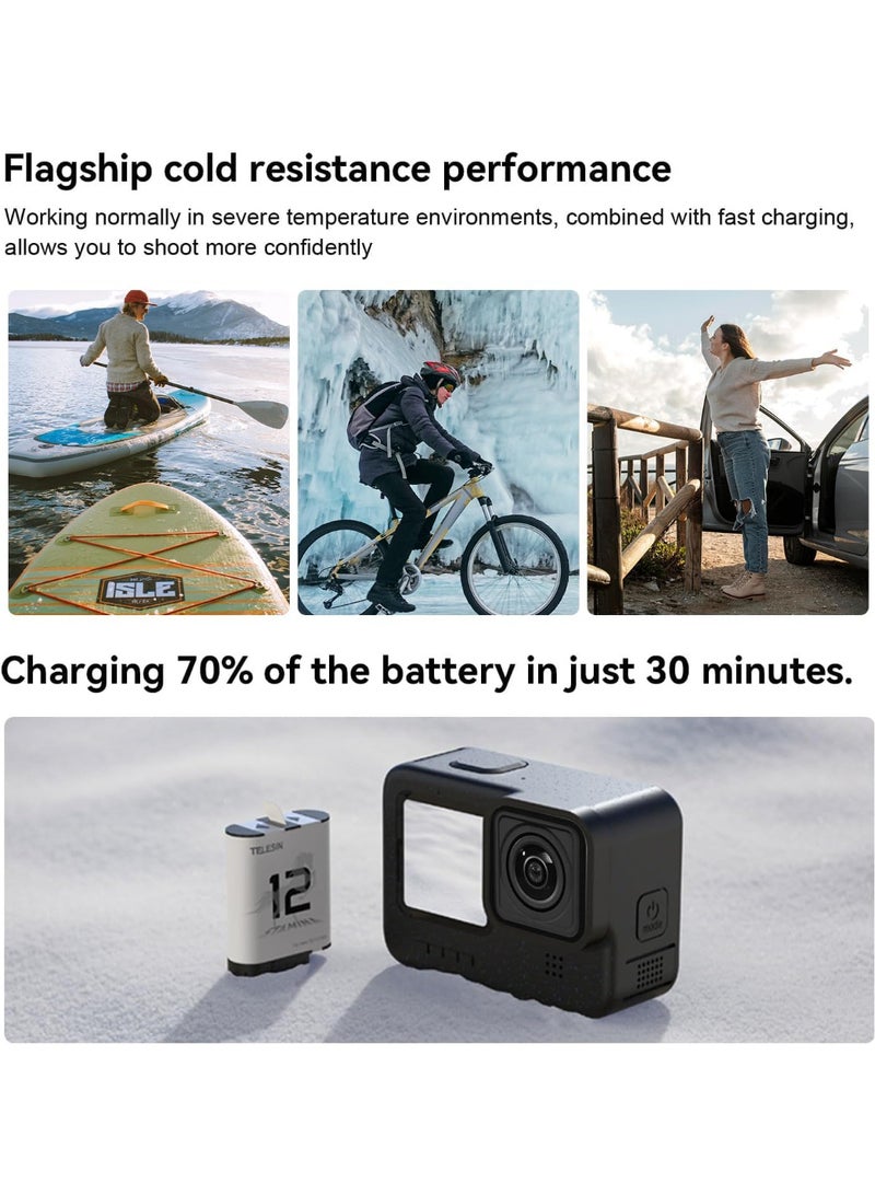 TELESIN Battery (1-Pack) for GoPro 12 11 10 9, Long Lasting Large Capacity as Original Batteries Support Fast Charge for Go Pro Hero 12 Hero 11 Hero 10 Hero 9 Camera Charger Accessories - Image 5