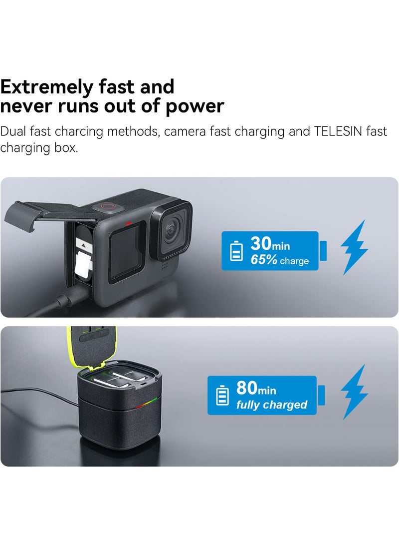 TELESIN Battery (1-Pack) for GoPro 12 11 10 9, Long Lasting Large Capacity as Original Batteries Support Fast Charge for Go Pro Hero 12 Hero 11 Hero 10 Hero 9 Camera Charger Accessories - Image 3