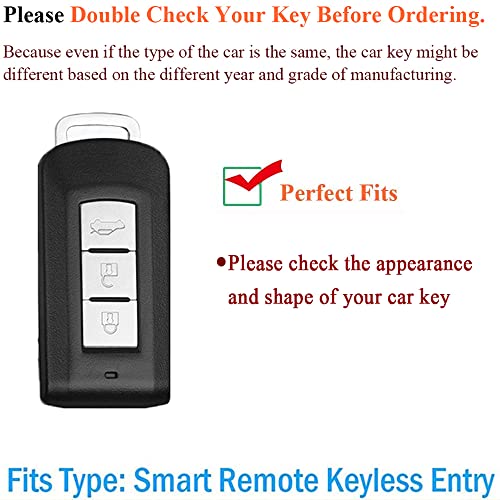 SANRILY Soft TPU with Gold Edge Smart Key Fob Cover for Mitsubishi Outlander ASX Lancer Evo X GTS EX Keyless Keychain Holder 3 Button Key Case Shell Beige - Image 2