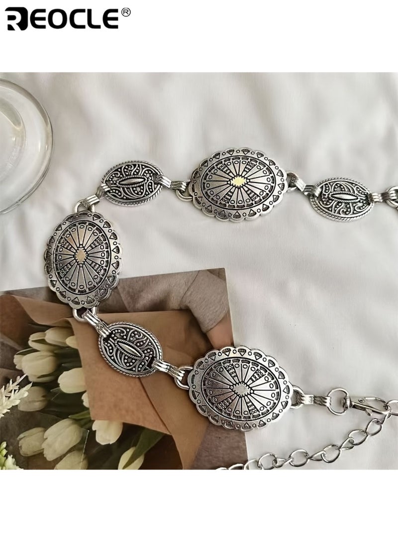 REOCLE Women's Fashionable Metal Decorative Chains Retro Ethnic Style Versatile Decoration Accessory for Dresses Skirts (125cm) - Image 4