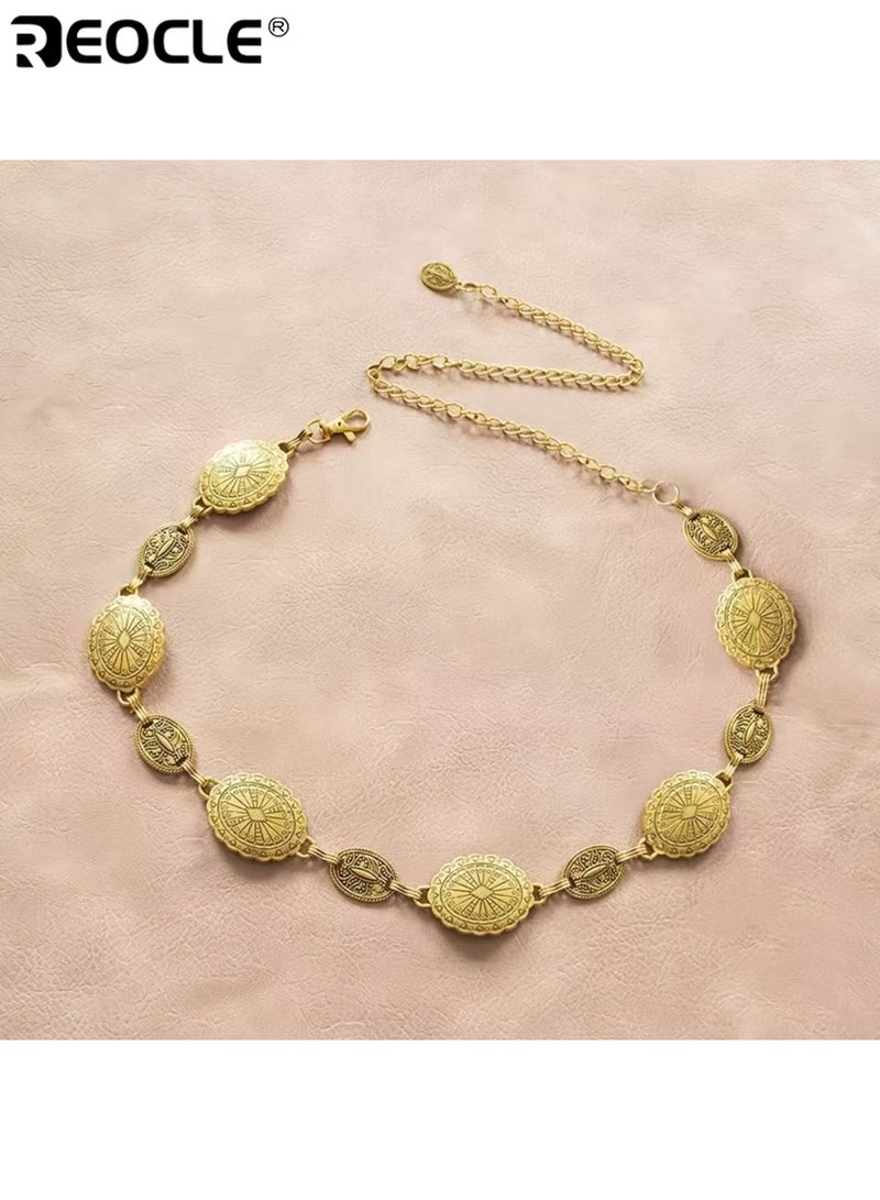 REOCLE Women's Fashionable Metal Decorative Chains Retro Ethnic Style Versatile Decoration Accessory for Dresses Skirts (125cm) - Image 5