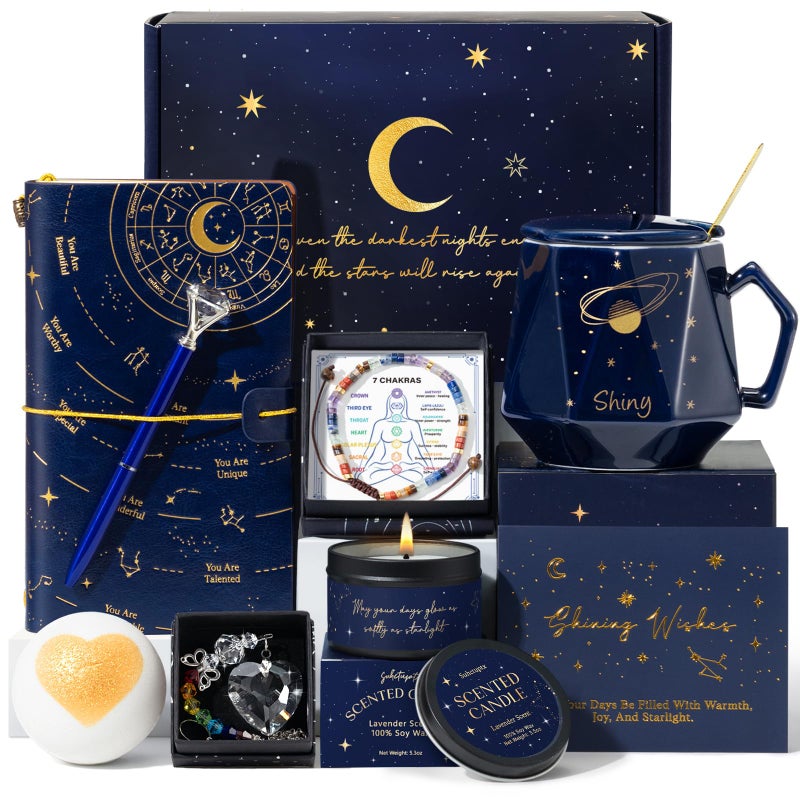 Suhctuptx Good Luck Gifts Encouragement New Beginnings Gift Baskets for Women wCrystal Healing Bracelets Galaxy Thinking of You Farewell Get Well Graduation Gifts for Friend Her Friendship Coworker - Image 2