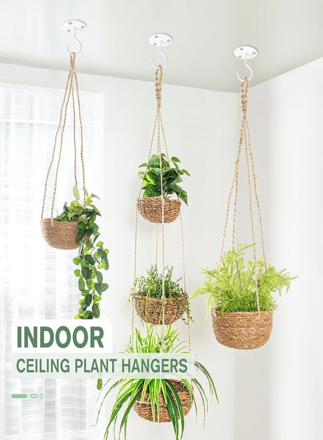 RELBRO Ceiling Hooks for Hanging Plants, White Metal Plant Hangers Wall Mount Heavy Duty Plant Brackets Hooks Outdoor Indoor for Baskets Planters Bird Feeders Wind Chimes - 2 Packs - Image 2