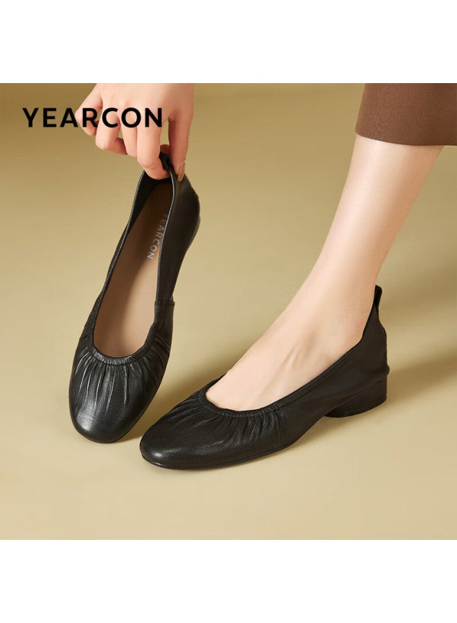 YEARCON Yierkang Women's Fashion Low-heeled Single Shoes Ladies' Low-heeled Commuting Casual Work Shoes 26004w Black 35 - Image 3