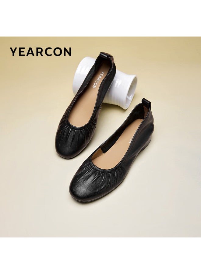 YEARCON Yierkang Women's Fashion Low-heeled Single Shoes Ladies' Low-heeled Commuting Casual Work Shoes 26004w Black 35 - Image 2