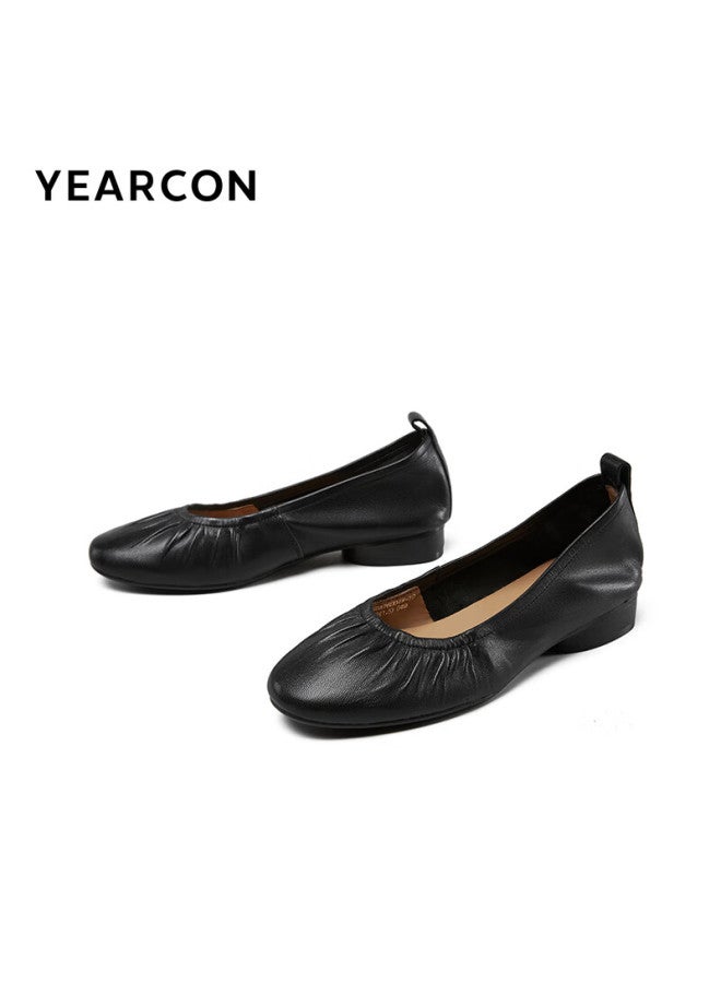 YEARCON Yierkang Women's Fashion Low-heeled Single Shoes Ladies' Low-heeled Commuting Casual Work Shoes 26004w Black 35 - Image 4