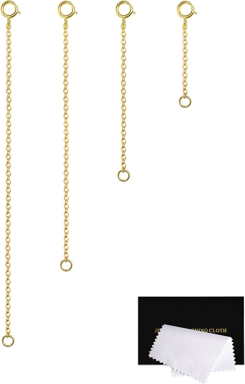 VANBARIS Necklace Extenders Gold 14K 925 Sterling Silver Bracelet Chain Jewelry Extension for Necklace, 4 Piece Set (1, 2, 3, 4 Inches) - Image 1