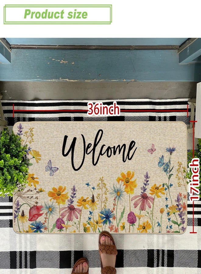 Baccessor Floral Flowers Welcome Doormat Outdoor Spring Summer Front Entrance Doormat Door Mat Absorbent Non-Slip Rubber Backing Seasonal Outside Indoor Decoration Large 17x36 Inch - Image 4