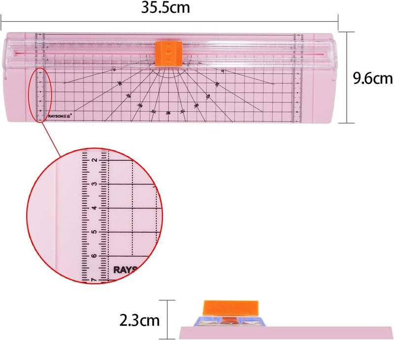 RAYSON RC4000P-US Paper Cutter Trimmer, A4 Size (12 inch) Paper Cutter for Coupon, Craft Paper and Photos (Light Pink) - Image 5