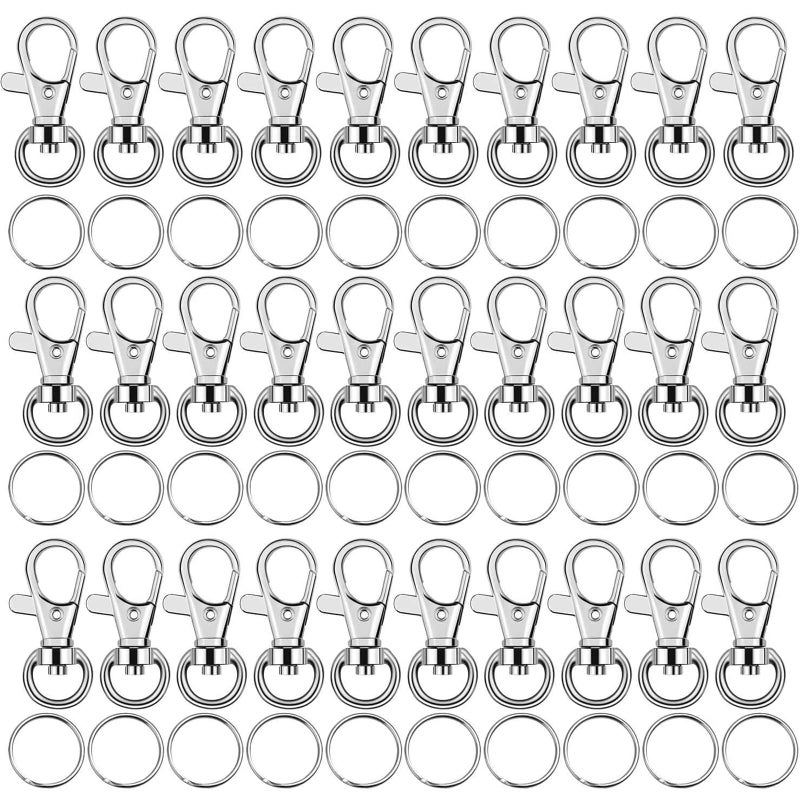 anezus Key Chain Swivel Hooks Anezus 100pcs Keychain Hardware Metal Swivel Snap Hook Lanyard Clips Hooks with Keychain Rings for Keychain Hardware and Lanyard Charms 