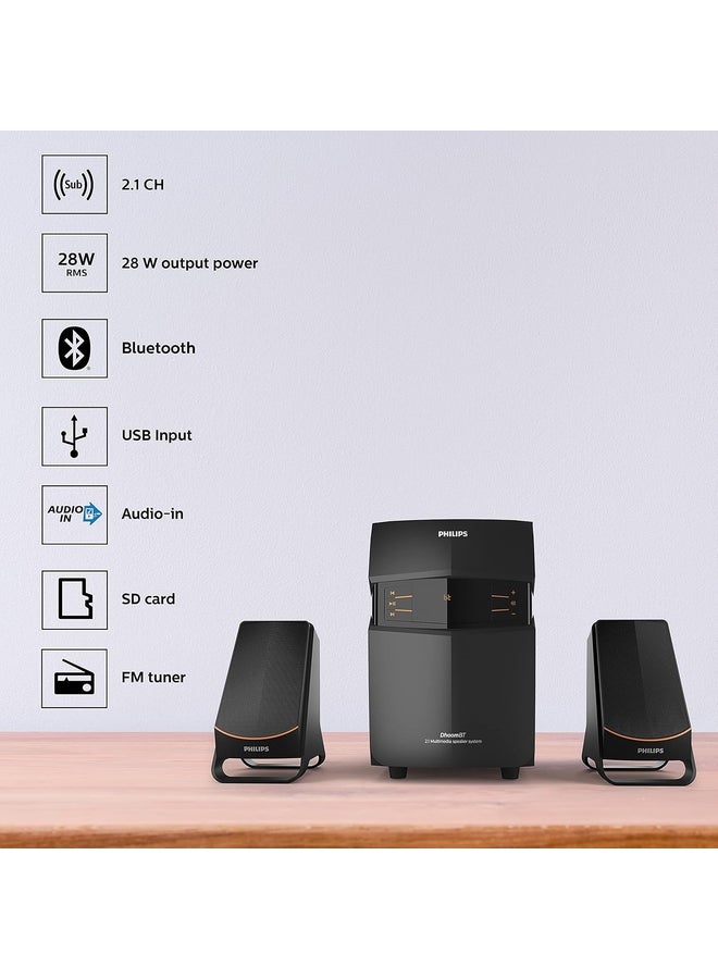 فيليبس Renewed - Audio MMS2550B/94 Bluetooth Multimedia Speaker- Black MMS2550B/94 black - Image 2