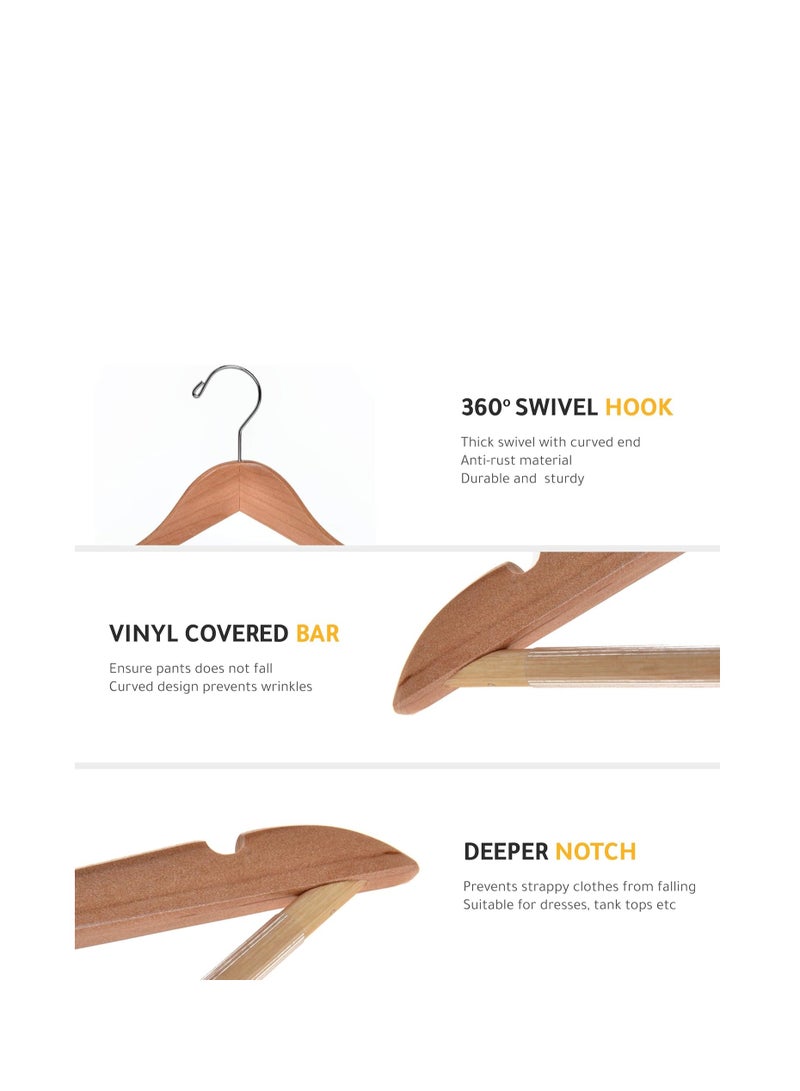 Quality Wooden Hangers - Slightly Curved Hanger Set - Solid Wood Coat Hangers with Stylish Chrome Hooks - Heavy-Duty Clothes, Jacket, Shirt, Pants, Suit Hangers (Natural, 10)  - Image 3