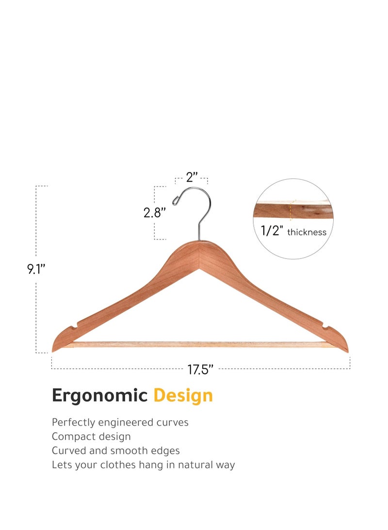 Quality Wooden Hangers - Slightly Curved Hanger Set - Solid Wood Coat Hangers with Stylish Chrome Hooks - Heavy-Duty Clothes, Jacket, Shirt, Pants, Suit Hangers (Natural, 10)  - Image 4