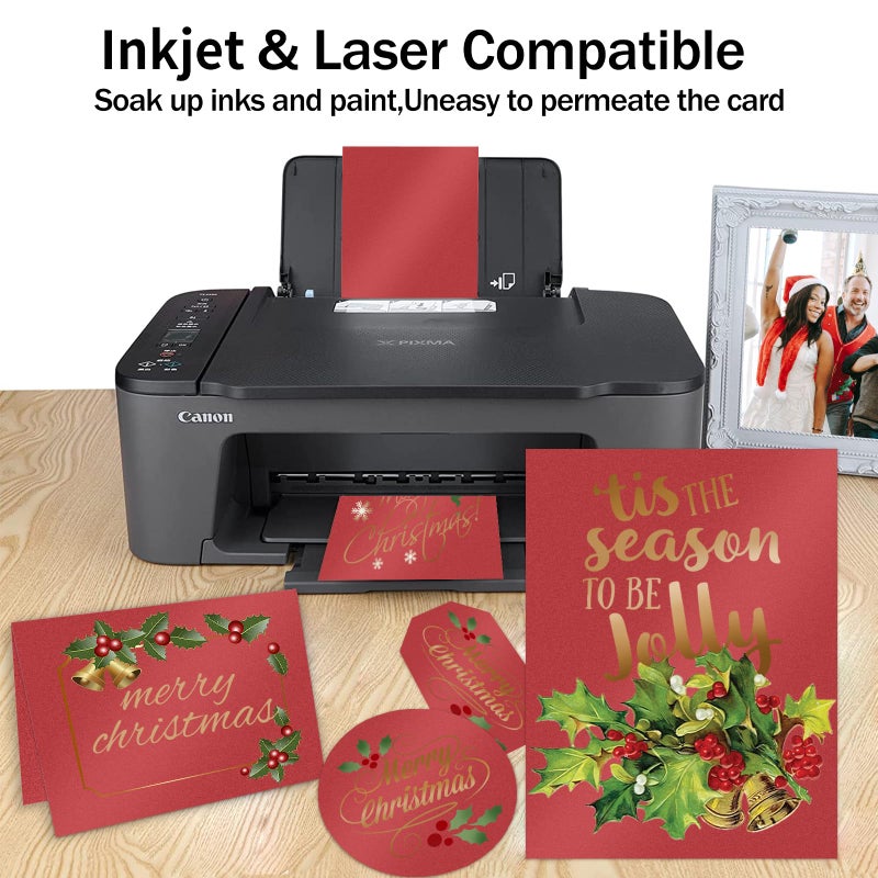 Goefun Red Shimmer Cardstock 8.5 x 11 Paper, Goefun 24 Sheets 80lb Red Card Stock Printer Paper for Christmas, Invitations, Certificates, Valentines Day, Card Making - Image 4