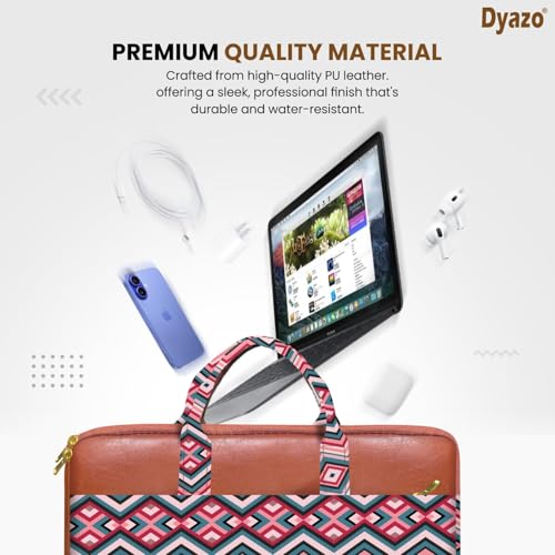 Dyazo حقيبة لابتوب من Dyazo بمقاس 13 إلى 13.3 بوصة للسيدات | مصنوعة يدوياً من الجوت والجلد النباتي | حقائب يد مكتبية بإغلاق بسحاب | متوافقة مع Dell و HP و MacBook و Lenovo و Asus و Acer وغيرها من أجهزة اللابتوب - Image 5