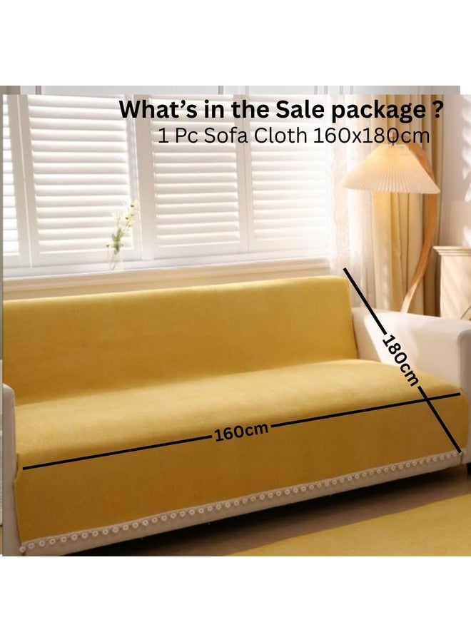 HOMETHREADS HOMETHREADS Chenille Fabric 1 Seater Couch/Sofa Covers | Luxurious Slipcover Solutions for Sofas, Armchairs, and Loveseats (Yellow, 3 Seater Small | 160x180cm) - Image 2