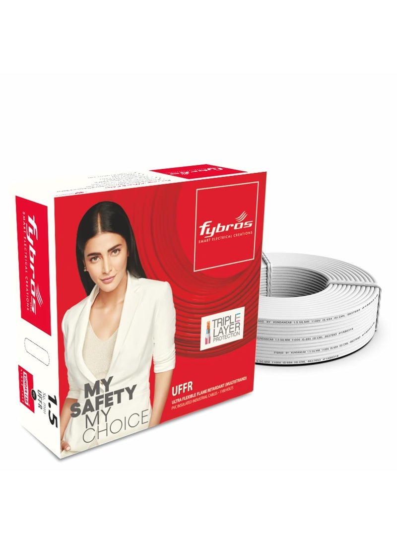 FYBROS Fybros ULTRA FLEXIBLE FR PVC Insulated 15 Sq Mm Wire UFFR White Copper Wires Cables Cables For wiring 15 Sq Mm White wire 90 meter Industrial Wire Cable Electrical Wire  - Image 2