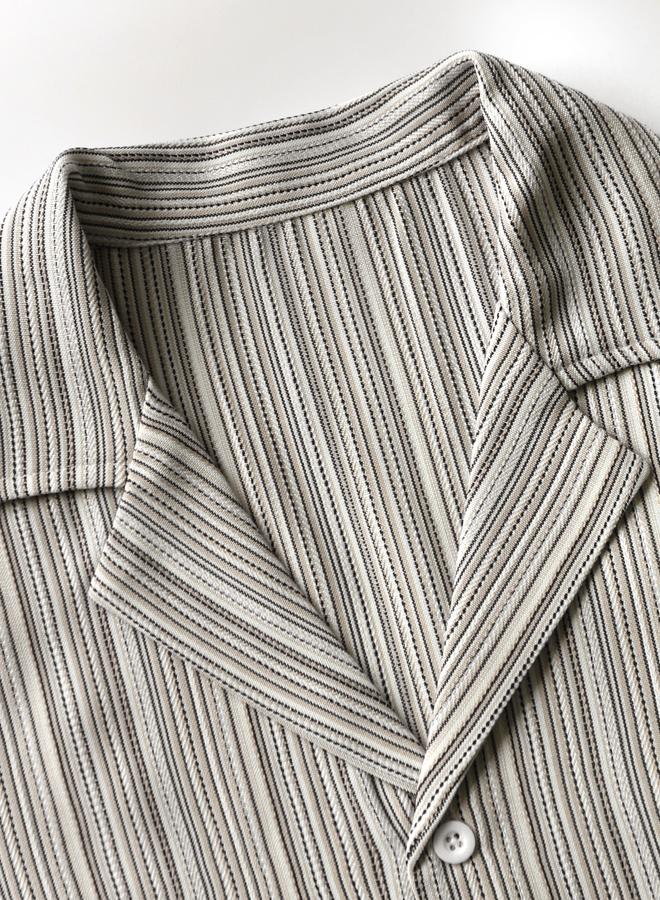 Take Two Men Casual Striped Short Sleeve Shirt - Image 2
