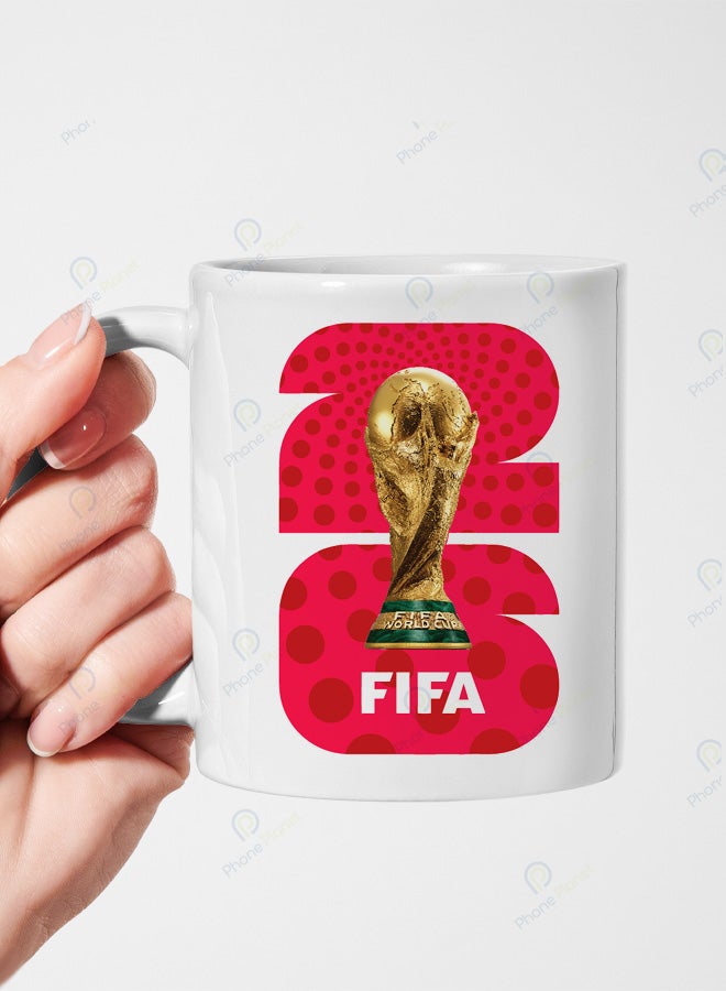 A mug with a stunning FIFA 2026 World Cup print perfect for tea and coffee featuring a comfortable  handle