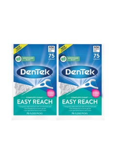 Dentek Complete Clean Easy Reach Floss Picks Advanced Fluoride Coating Mouthwash Blast Flavor 75 Ct. (Pack Of 2)  - Image 1