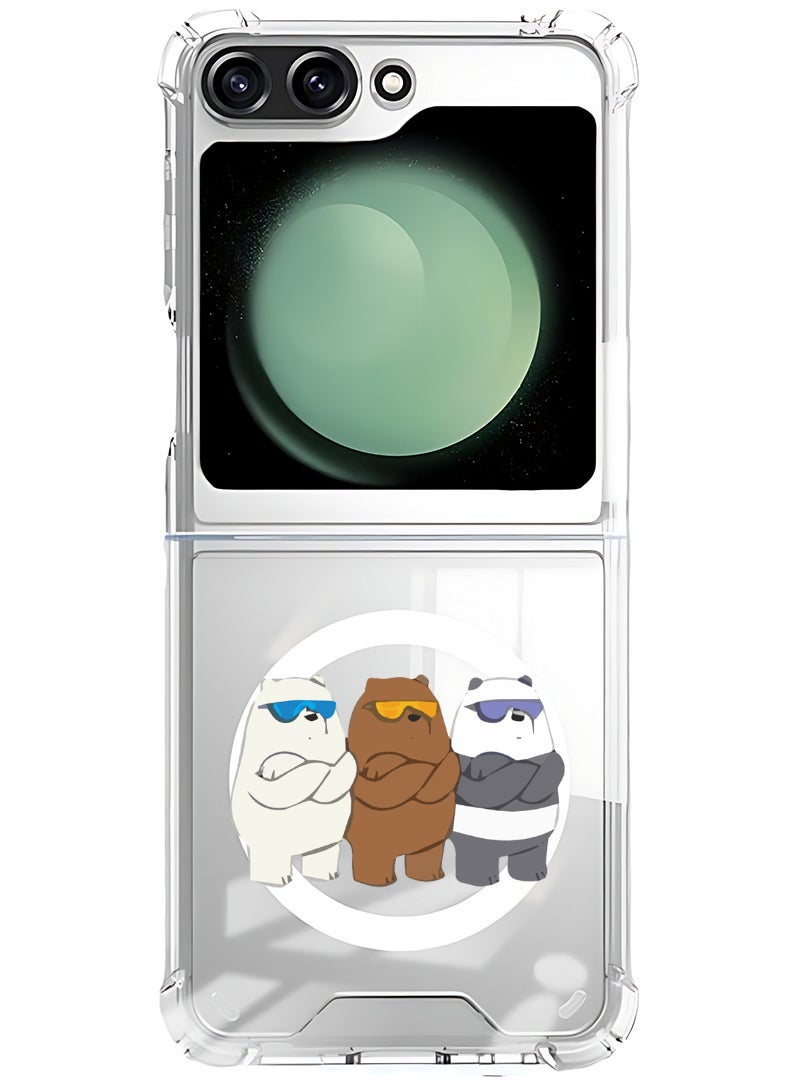 Theodor Magnetic Case for Samsung Galaxy Z Flip 5 Compatible with MagSafe Wireless Charging, Shockproof Phone Bumper Cover ears dance - Image 1