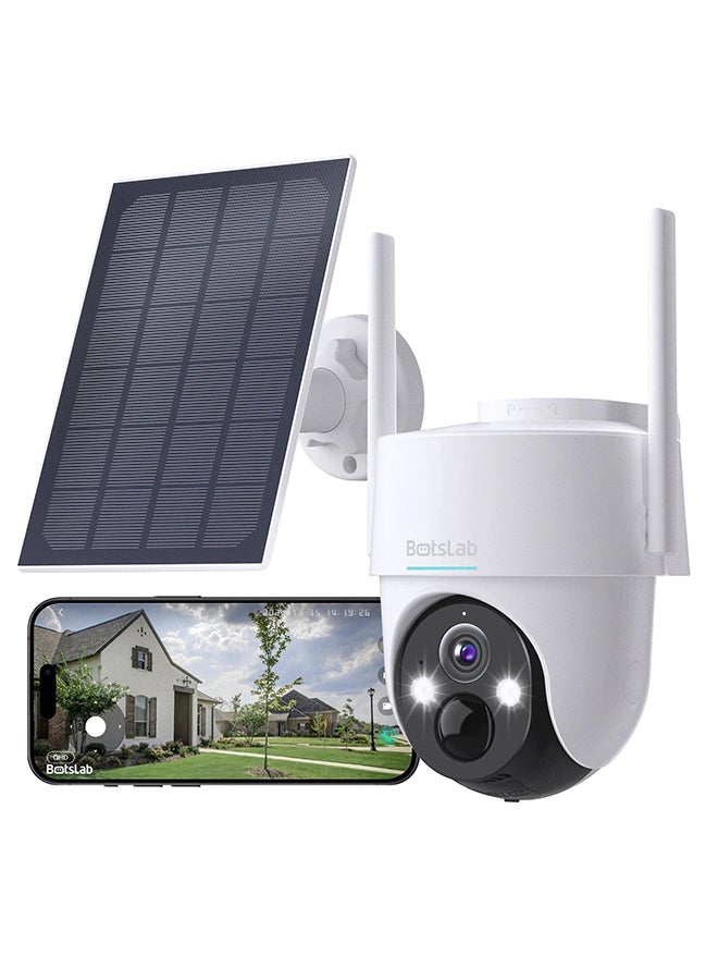 Botslab كاميرا أمان شمسية خارجية بدقة 2K 3MP بيضاء - Image 1