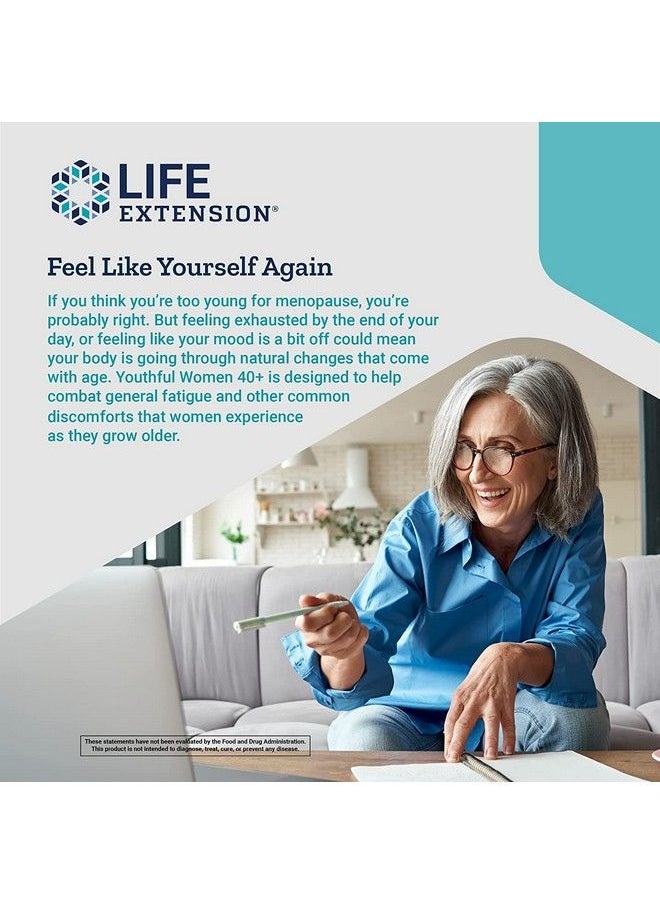 Life Extension - Youthful Woman 40+ With Bcomplex Vitamin B Supplement For Women Thiamine Riboflavin Niacin Vitamin B6 Vitamin B12 Siberian Rhubarb + More Gluten Free Vegetarian 30 Tablet - Image 1