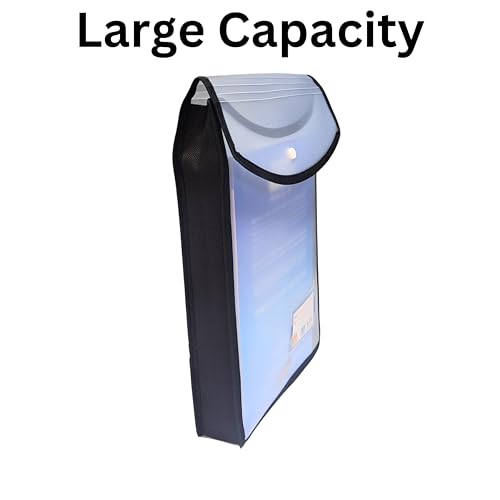 SPS File Folder, Transparent Poly-Plastic A4/Foolscap Documents File Storage Bag with Snap Button Set of 5/Certificate File Folder (Vertical, Black, Pack of 5) - Image 3