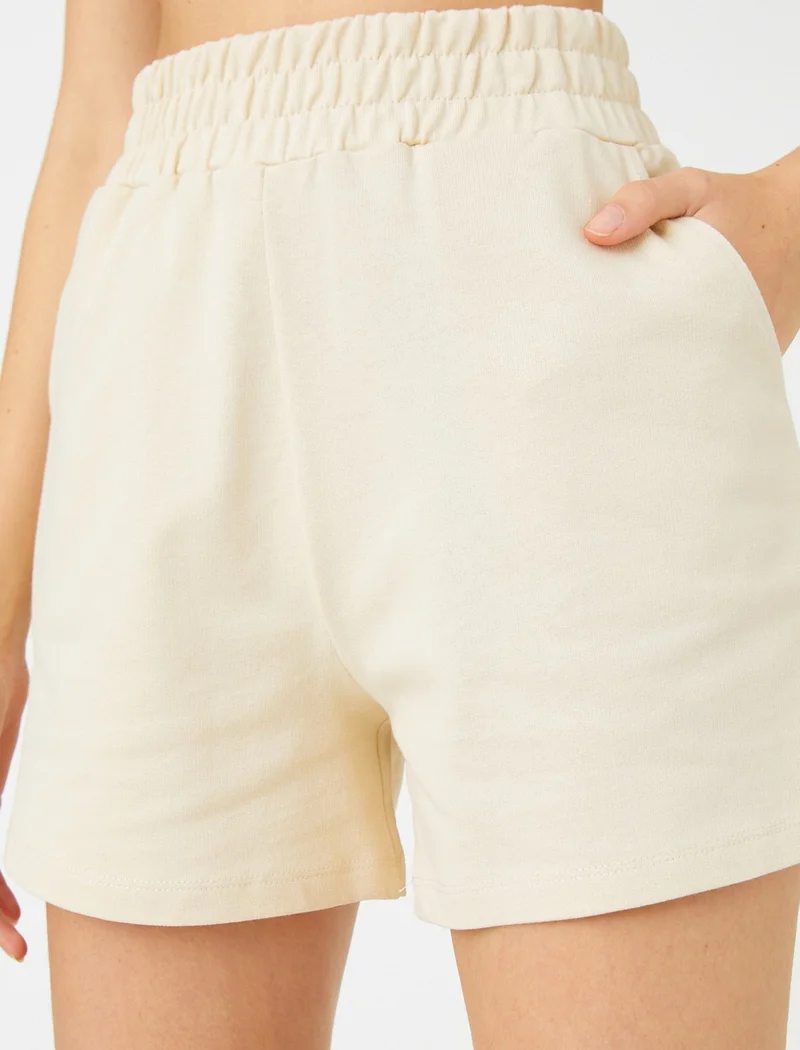 كوتون Sports Shorts Cotton Elastic Waist Pocket