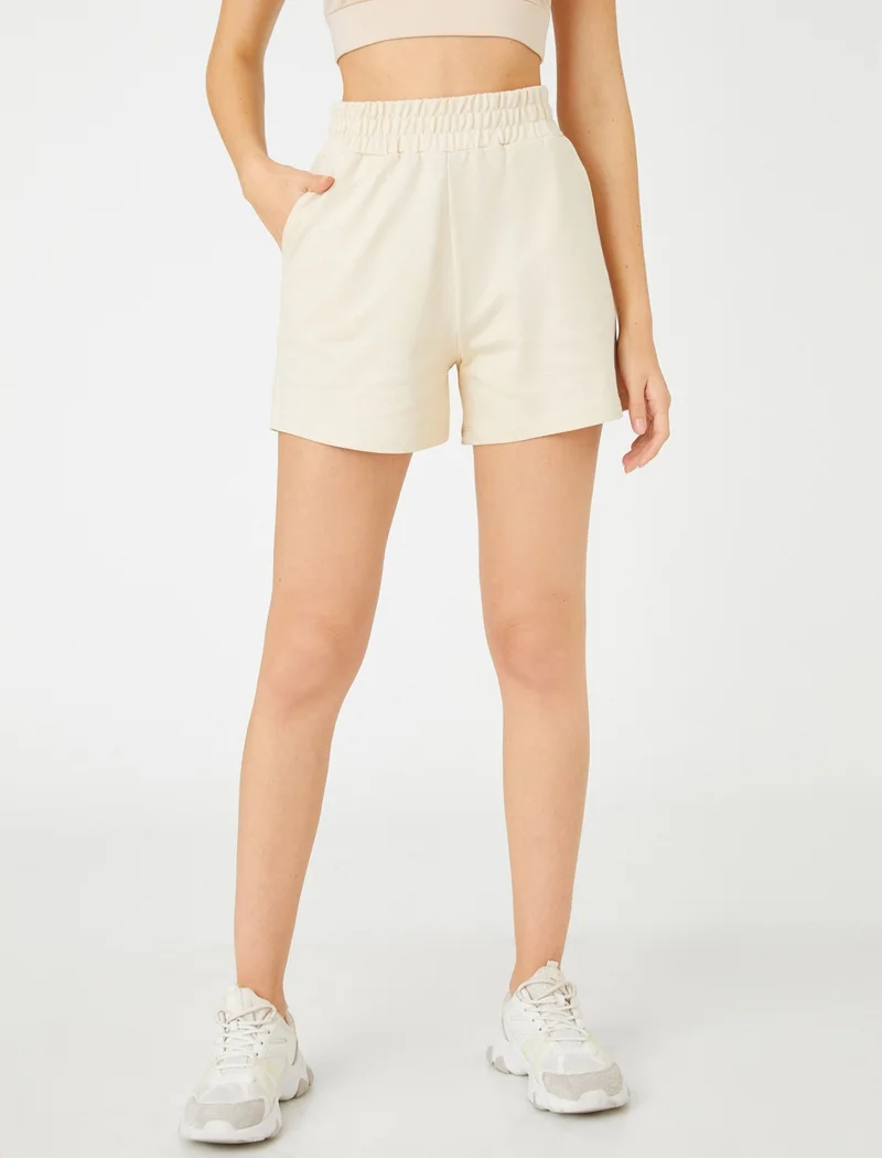 كوتون Sports Shorts Cotton Elastic Waist Pocket