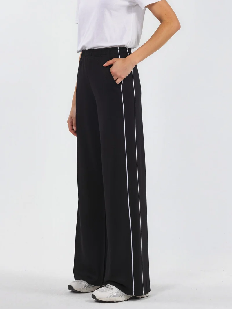 HICCUP Contrast Binding Detail Modal Touch Wide Leg Pants