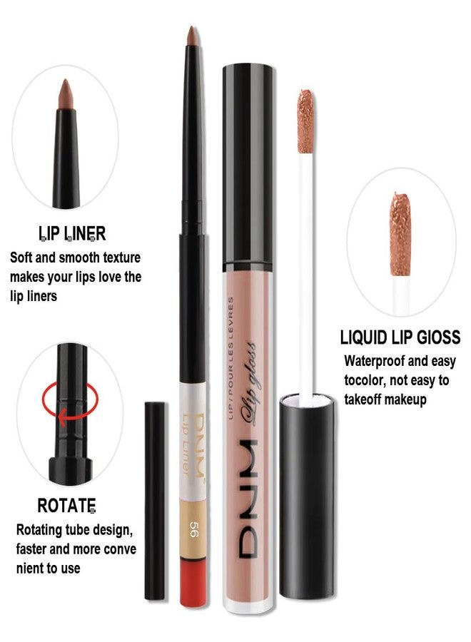 AMY'S DIARY 2Pcs Nude Pink Matte Lip Liner and Lipstick Makeup Set, natural nudes Lip Stain Lip Gloss Matt Liquid Lipstick 24H Long Lasting lapiz labiales mate 24 horas originales larga duracion (Nude 56#) - Image 4