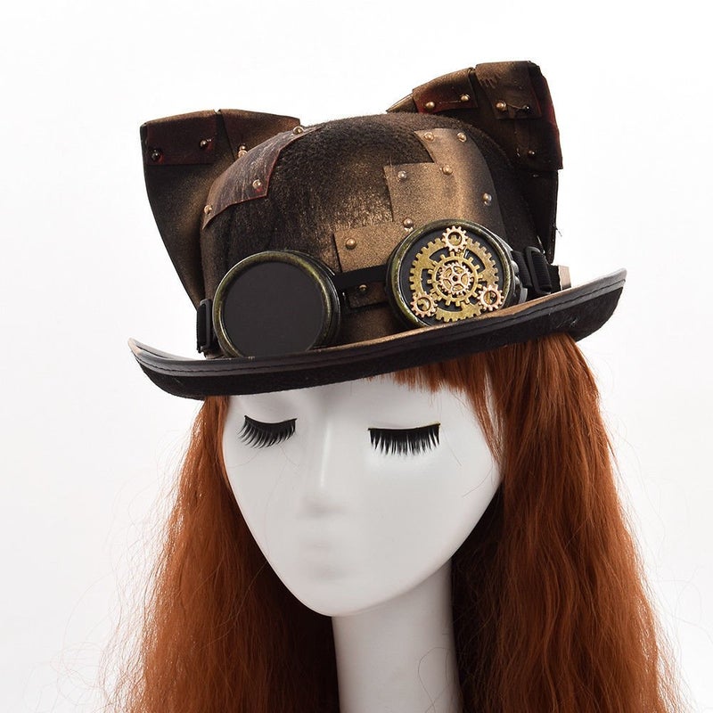 GRACEART Unisex Steampunk Top Hats with Goggles for Women Men - Image 2