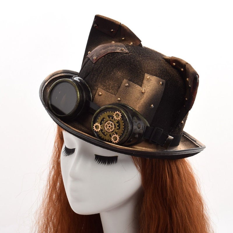 GRACEART Unisex Steampunk Top Hats with Goggles for Women Men - Image 3
