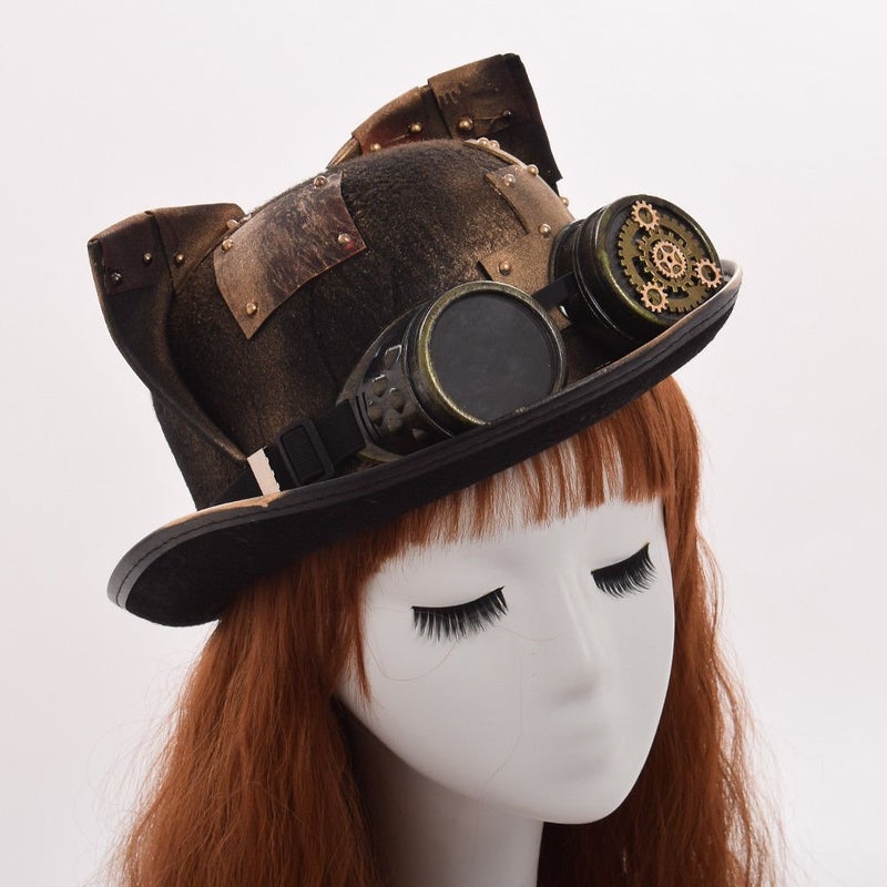 GRACEART Unisex Steampunk Top Hats with Goggles for Women Men - Image 4