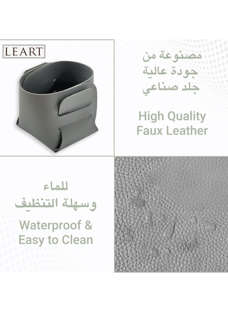 LeArt Leather Storage Basket – Bedside, Nightstand, Office Desk Organizer | Pantry Storage Organizer | Stationery Organizer | Storage Bin for Home (Grey Small)  - Image 5