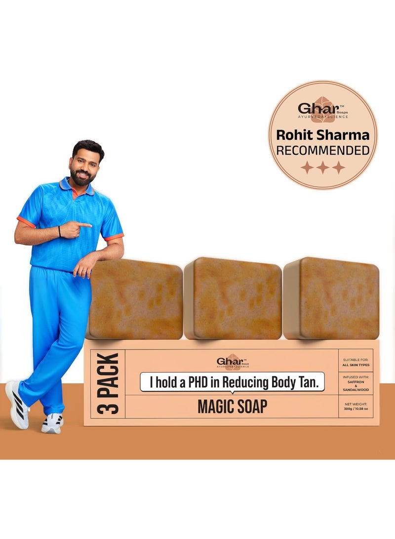 Ghar soaps Ghar Soap Sandalwood & Saffron Magic Soaps For Bath (300 Gms Pack Of 3) | Paraben Free | Chandan & Kesar Bath Soap | Handmade Soaps For Glowing | Skin Brightening Soap For Men & Women - Image 2
