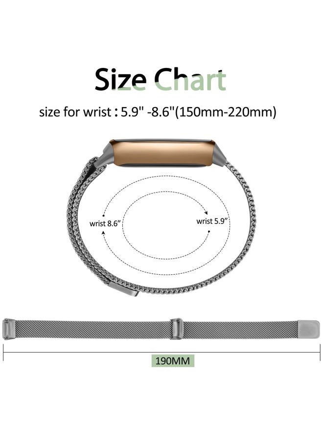 Vanjua Metal Band Compatible with Fitbit Luxe Bands, Stainless Steel Mesh Loop Adjustable Wristband Replacement Strap for Fitbit Luxe/Luxe Special Edition Fitness Tracker Women Men (Space Gray) - Image 3
