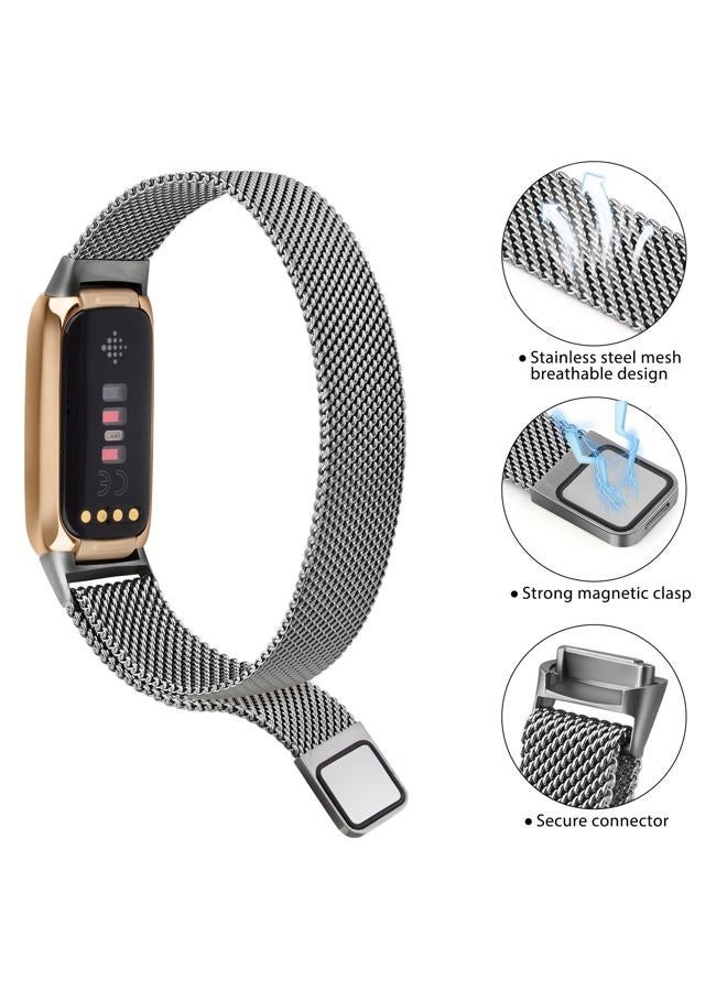 Vanjua Metal Band Compatible with Fitbit Luxe Bands, Stainless Steel Mesh Loop Adjustable Wristband Replacement Strap for Fitbit Luxe/Luxe Special Edition Fitness Tracker Women Men (Space Gray) - Image 2