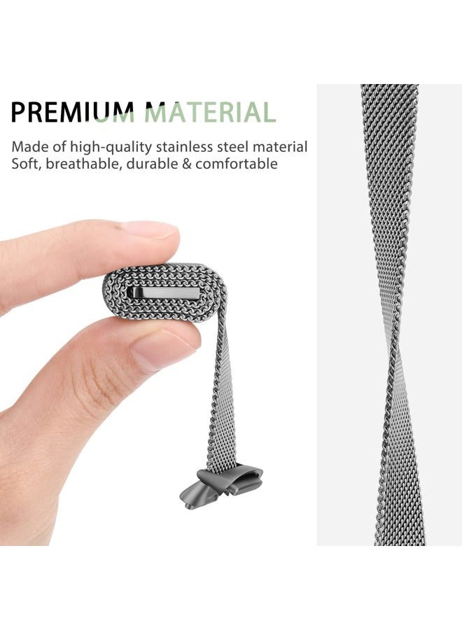 Vanjua Metal Band Compatible with Fitbit Luxe Bands, Stainless Steel Mesh Loop Adjustable Wristband Replacement Strap for Fitbit Luxe/Luxe Special Edition Fitness Tracker Women Men (Space Gray) - Image 4