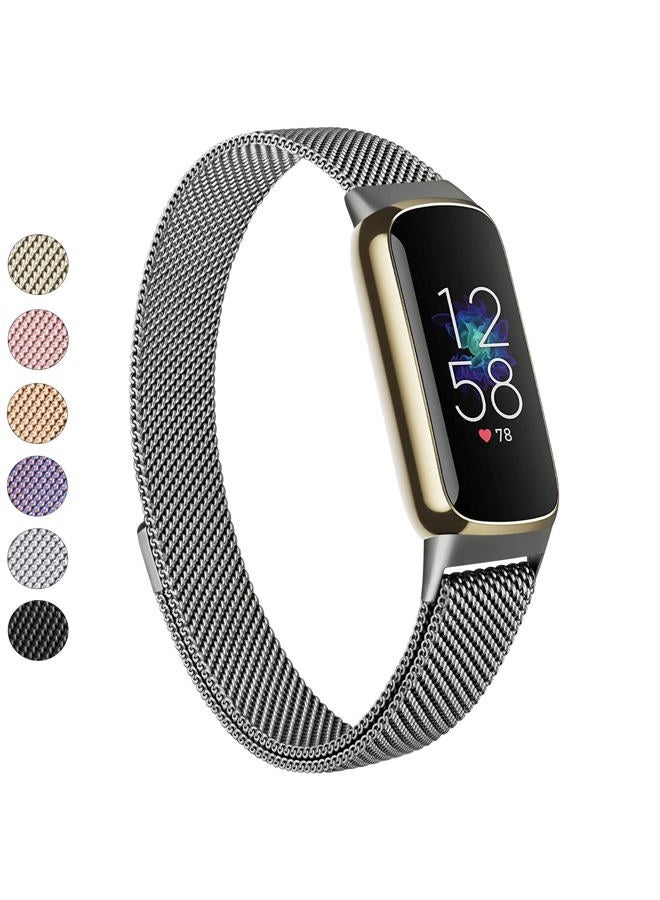 Vanjua Metal Band Compatible with Fitbit Luxe Bands, Stainless Steel Mesh Loop Adjustable Wristband Replacement Strap for Fitbit Luxe/Luxe Special Edition Fitness Tracker Women Men (Space Gray) - Image 1