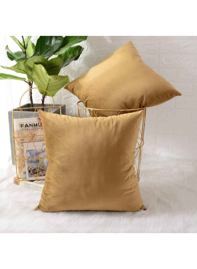 2pcs,Throw Pillow Cover,Velvet Soft Decorative Square Throw Pillow Cover Cushion Covers Pillow case, Home Decor Decorations for Sofa Couch Bed Chair 18x18 Inch/45x45 cm - Image 2