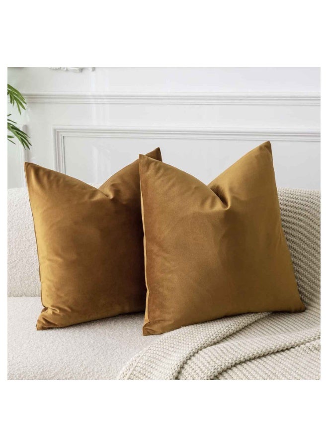 2pcs,Throw Pillow Cover,Velvet Soft Decorative Square Throw Pillow Cover Cushion Covers Pillow case, Home Decor Decorations for Sofa Couch Bed Chair 18x18 Inch/45x45 cm - Image 1