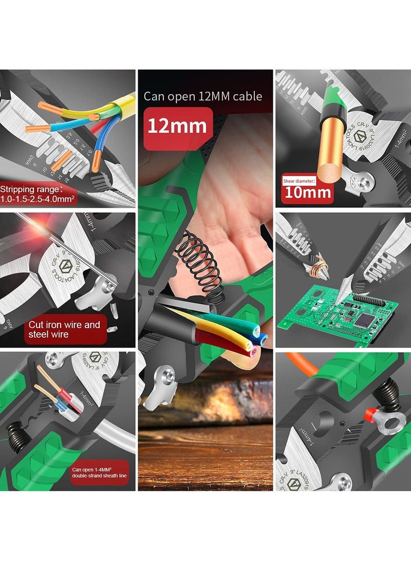 Needle Nose Pliers - 9-in-1 Multifunctional Electrician Pliers - Wire Stripper Tool for Clamping, Tightening Screws, Stripping Wires, and Cutting Cables  - Image 4