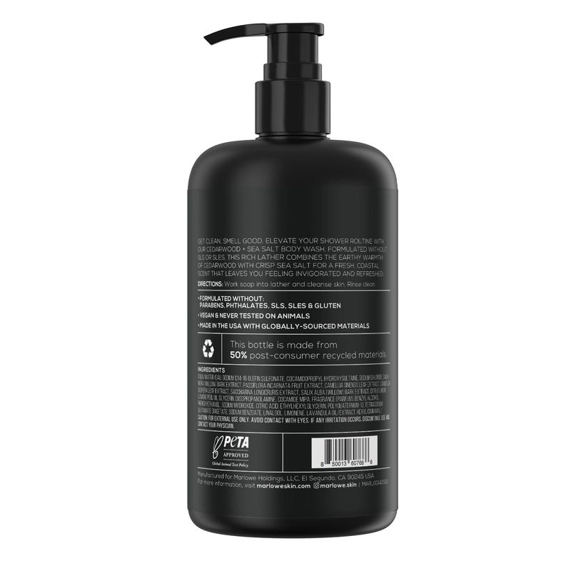 MARLOWE No 103 Body Wash 15 oz Pump Cedarwood Sea Salt Energizing Refreshing Shower Gel Willow Bark Green Tea Extracts Cleanses Moisturizes Smooths Nourishes Fresh Zesty Scent - Image 2