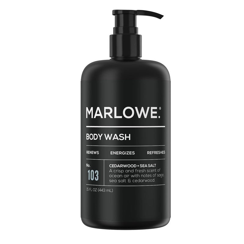 MARLOWE No 103 Body Wash 15 oz Pump Cedarwood Sea Salt Energizing Refreshing Shower Gel Willow Bark Green Tea Extracts Cleanses Moisturizes Smooths Nourishes Fresh Zesty Scent - Image 1