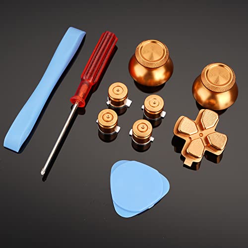 Avericht Metal ABXY Buttons Dpad Thumbsticks for PS5 Controller, Metal Aluminum Action Buttons & Dpad & Analog Stick Replacement Kit for PS5 Controller (Metal Gold) - Image 4