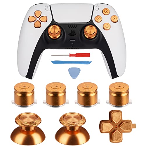 Avericht Metal ABXY Buttons Dpad Thumbsticks for PS5 Controller, Metal Aluminum Action Buttons & Dpad & Analog Stick Replacement Kit for PS5 Controller (Metal Gold) - Image 5